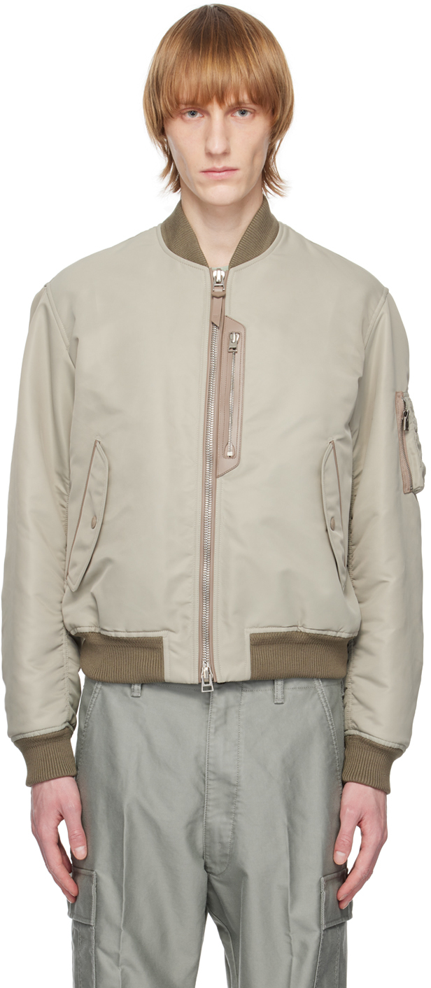 TOM FORD: Taupe Compact Bomber Jacket | SSENSE UK