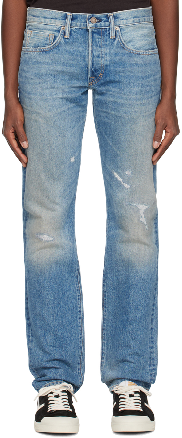 Tom Ford Blue Slim-fit Jeans In Hb480 Repaired Summe