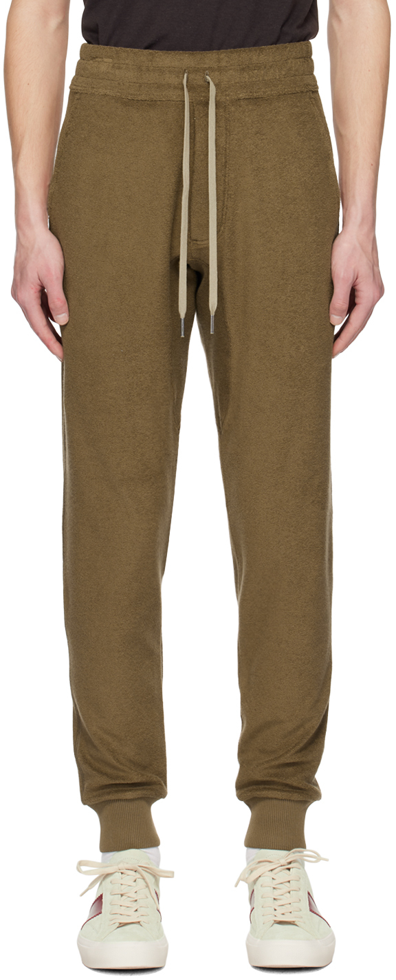 Tom Ford Brown Towelling Lounge Pants In Fg511 Olive