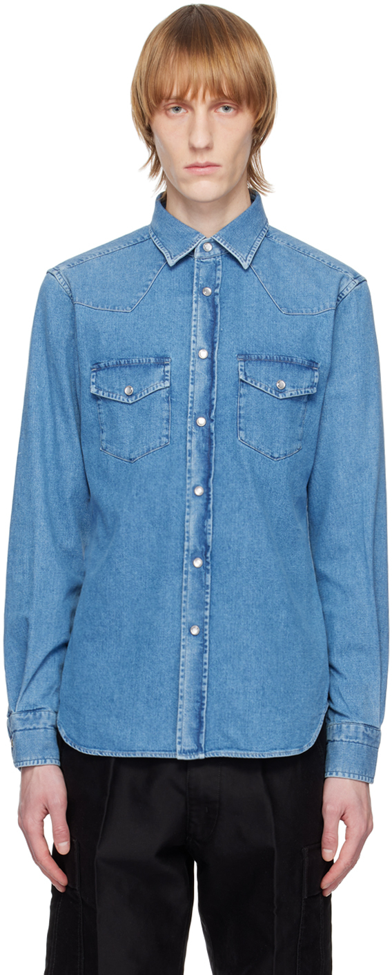 Tom Ford Cotton Denim Shirt In Blue