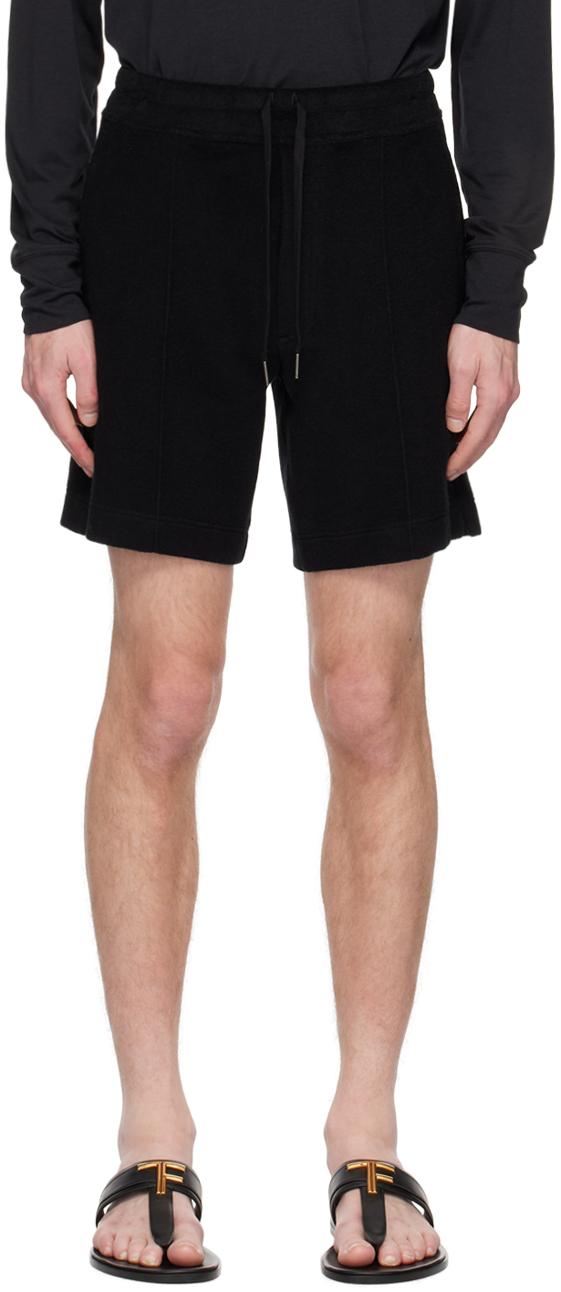 Tom Ford Black Towelling Shorts In Lb999 Black