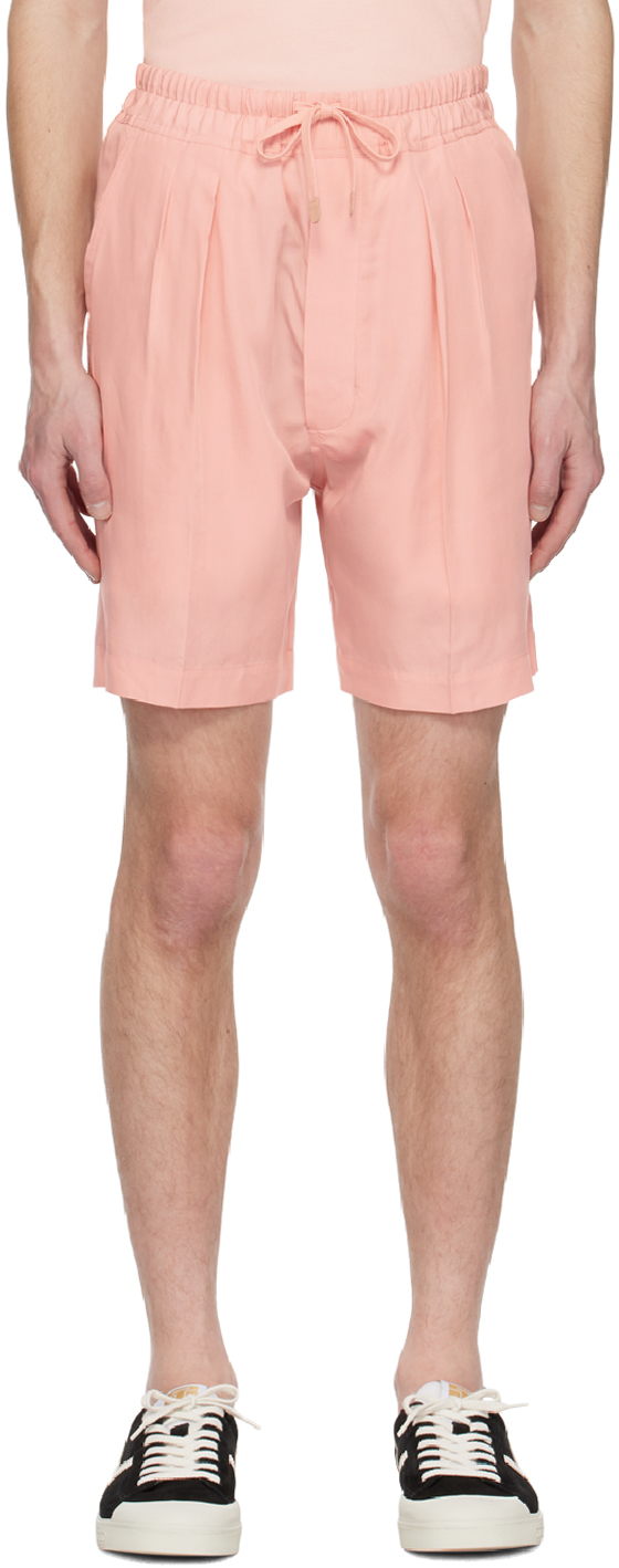 Shop Tom Ford Pink Pleated Shorts In Dp660 Melon