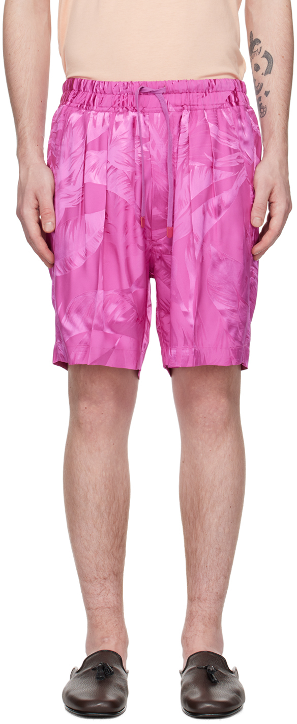 Shop Tom Ford Pink Floral Shorts In Dp785 Magenta