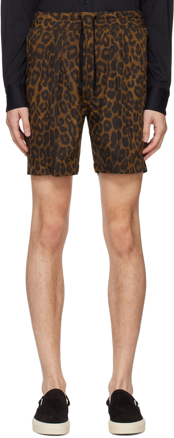 Tom Ford Brown Leopard Shorts In Zkbbl Leopard