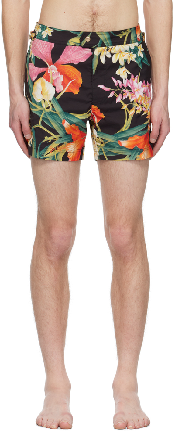 Shop Tom Ford Black Bold Orchid Swim Shorts In Zbler Bold Orchid Re
