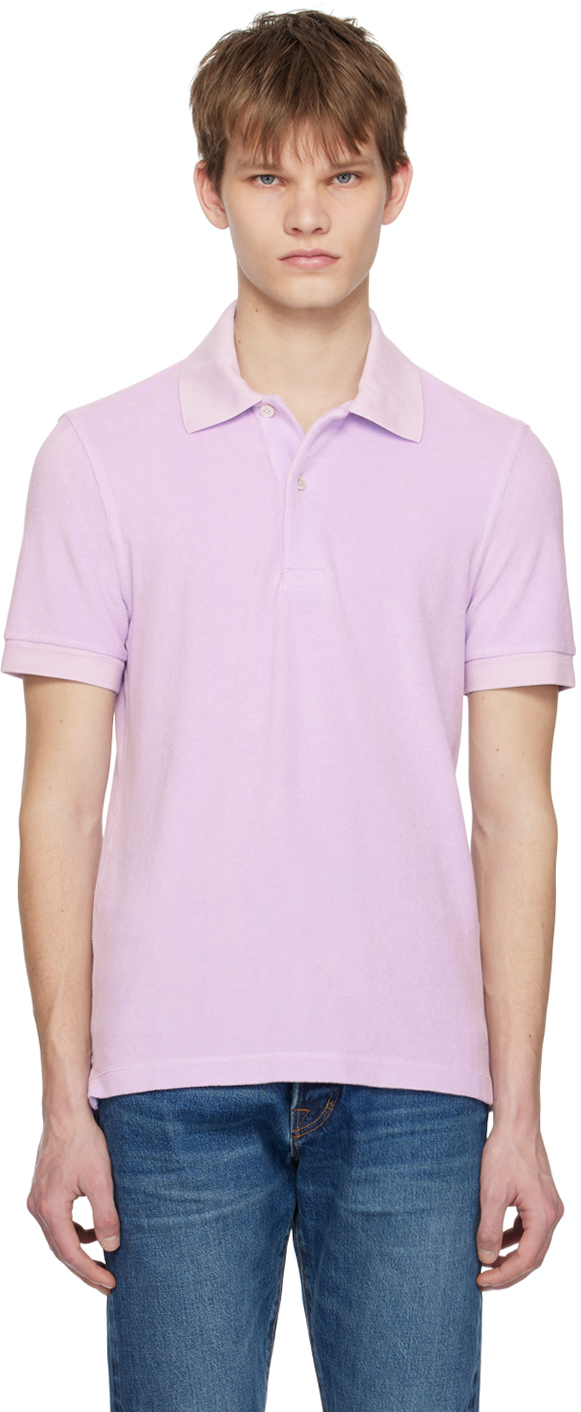 Tom Ford Purple Buttoned Polo In Gv070 Light Violet