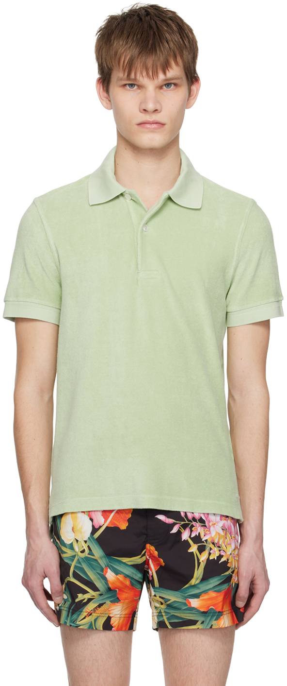 Tom Ford Green Two-button Polo In Fg336 Mint