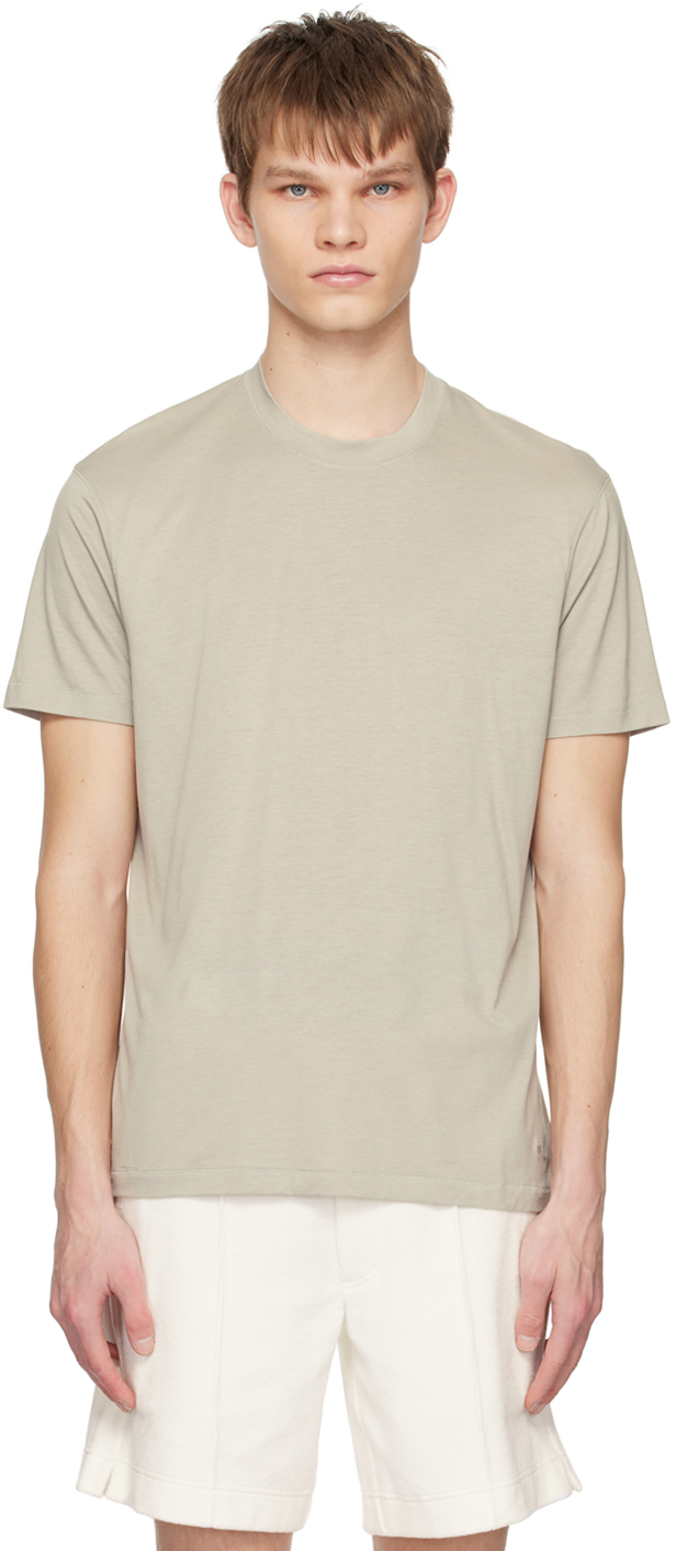 Tom Ford Gray Crewneck T-shirt In Ig609 Greige