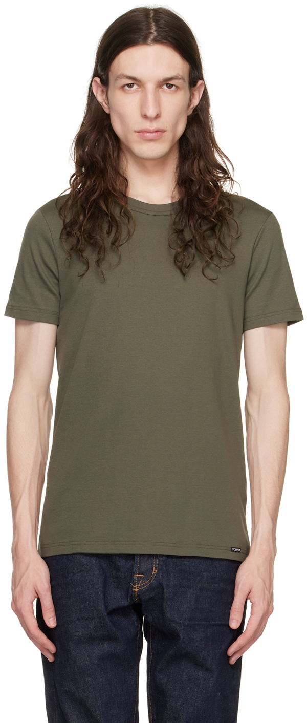 【関税込み】TOM FORD カーキ クルーネックTシャツ TOM FORD: カーキ クルーネックTシャツ | SSENSE 日本