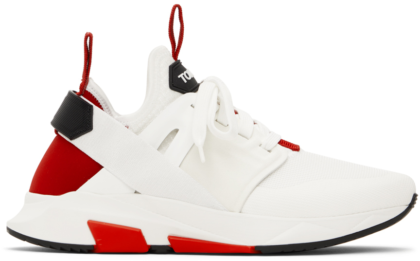 TOM FORD WHITE & RED JAGO SNEAKERS