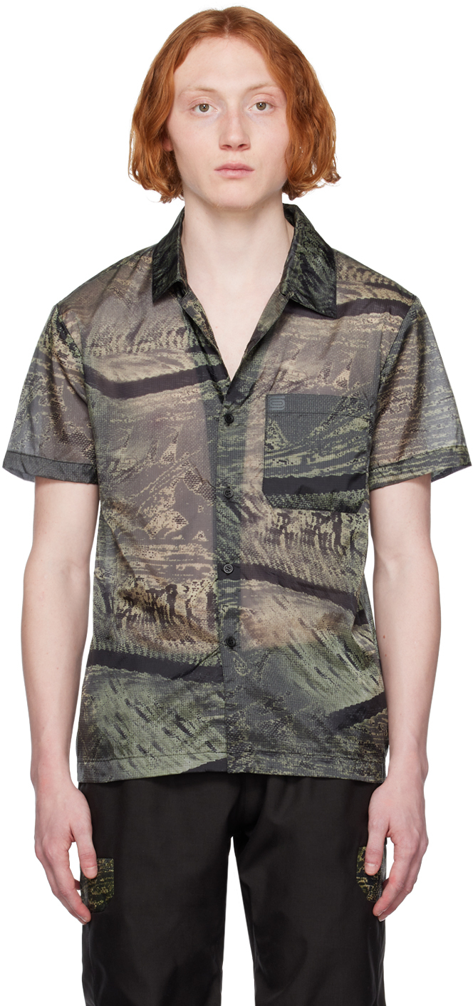 Olly Shinder Green Camouflage Shirt In Forest Green