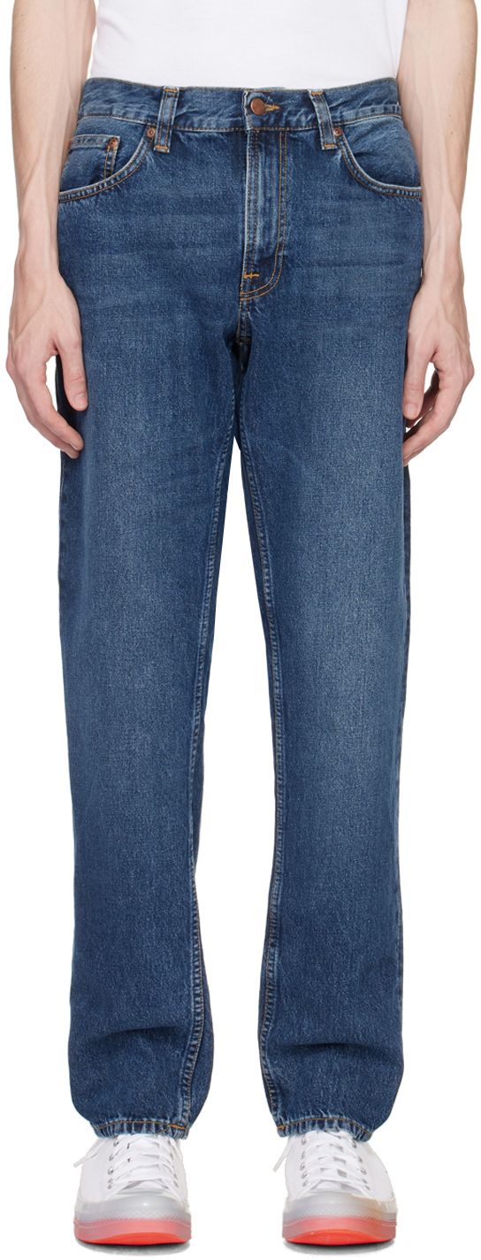 Nudie Jeans Blue Gritty Jackson Jeans In Blue Slate