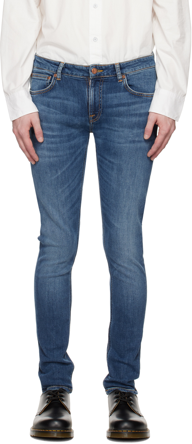 Nudie Jeans: Blue Skinny Lin Jeans | SSENSE