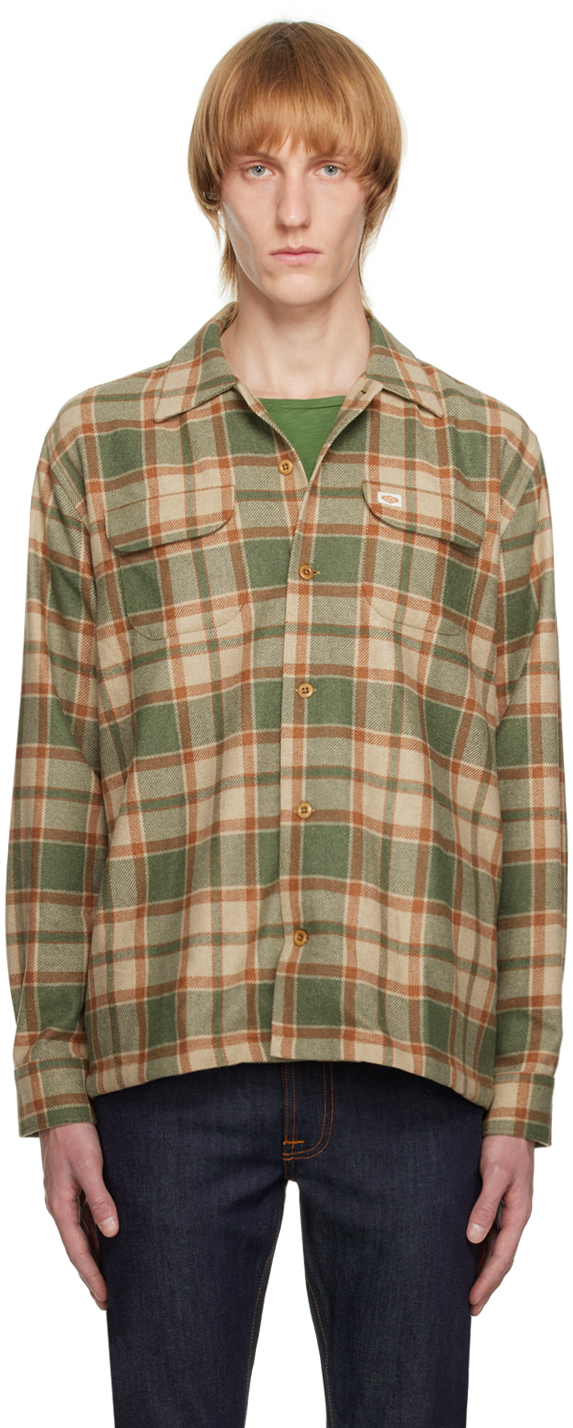 Nudie Jeans Sten Checked Wool-blend Flannel Shirt In Neutrals