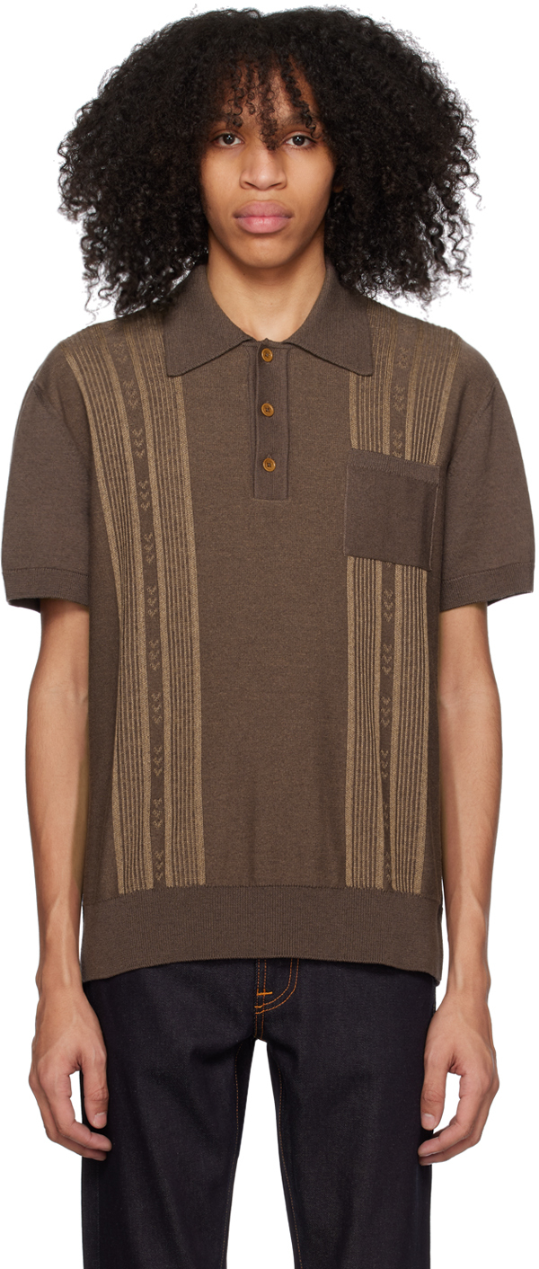 Nudie Jeans: Brown Frippe Polo | SSENSE UK