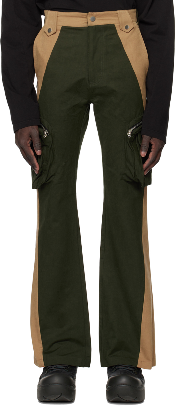 Khaki & Tan Flared Cargo Pants by FFFPOSTALSERVICE on Sale