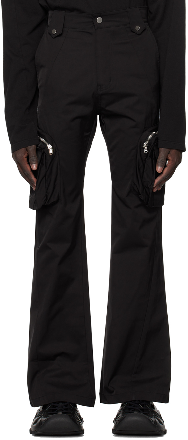 Black Flared Cargo Pants