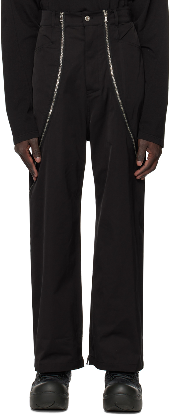 Black Zip Trousers by FFFPOSTALSERVICE on Sale