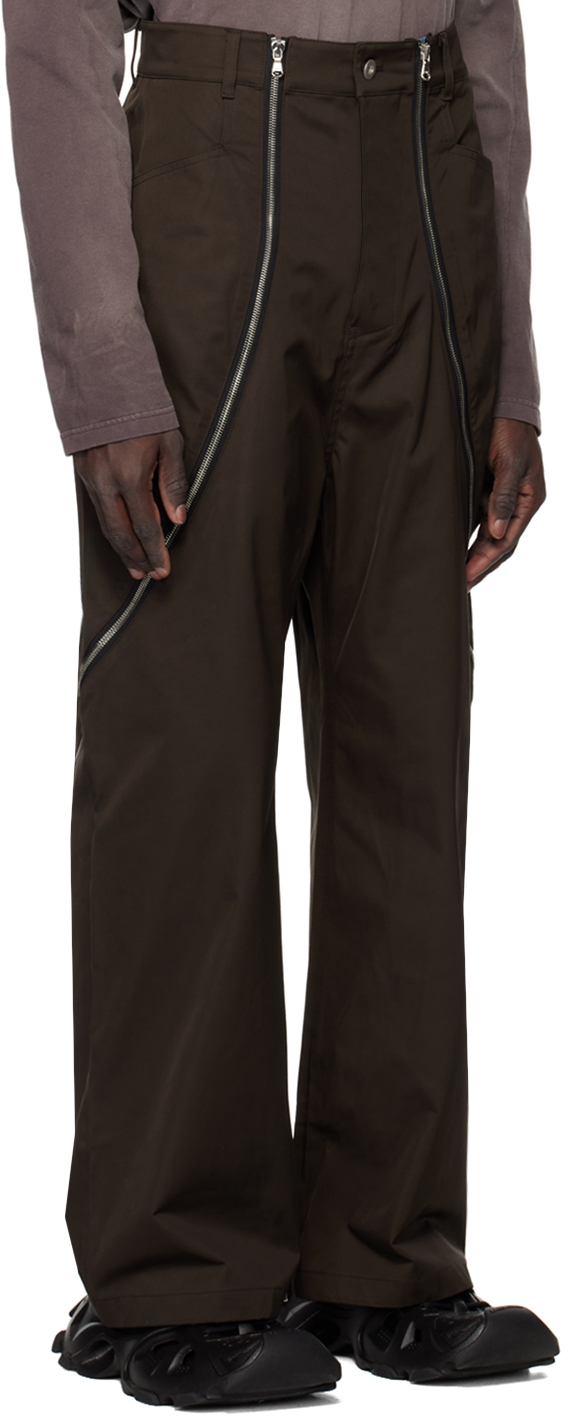 FFFPOSTALSERVICE Brown Zip Trousers | Smart Closet