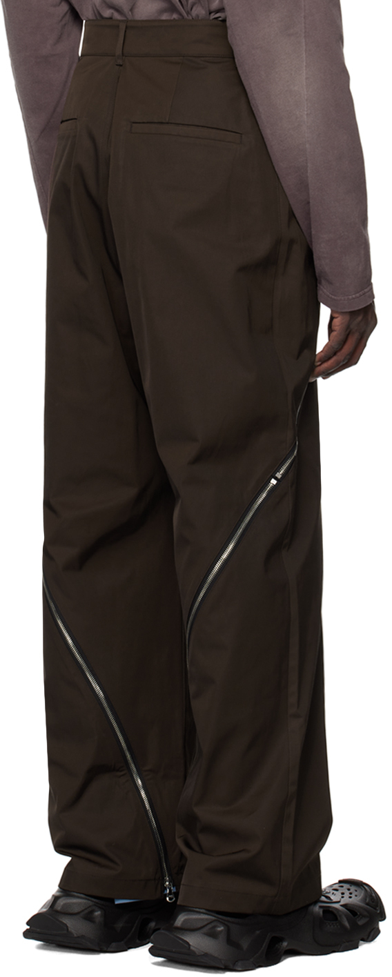 FFFPOSTALSERVICE Brown Zip Trousers | Smart Closet