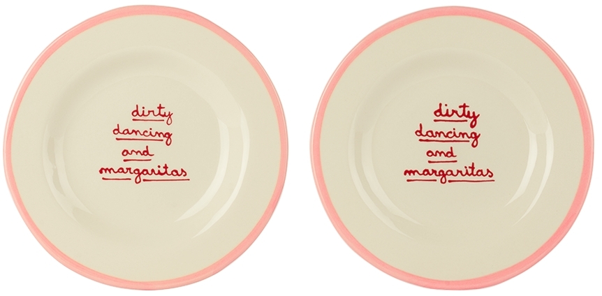 Laetitia Rouget Pink & Red 'dirty Dancing' Dessert Plate Set