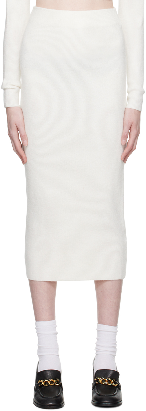 Hugo Slim-fit Knitted Midi Skirt With Wool And Alpaca In White