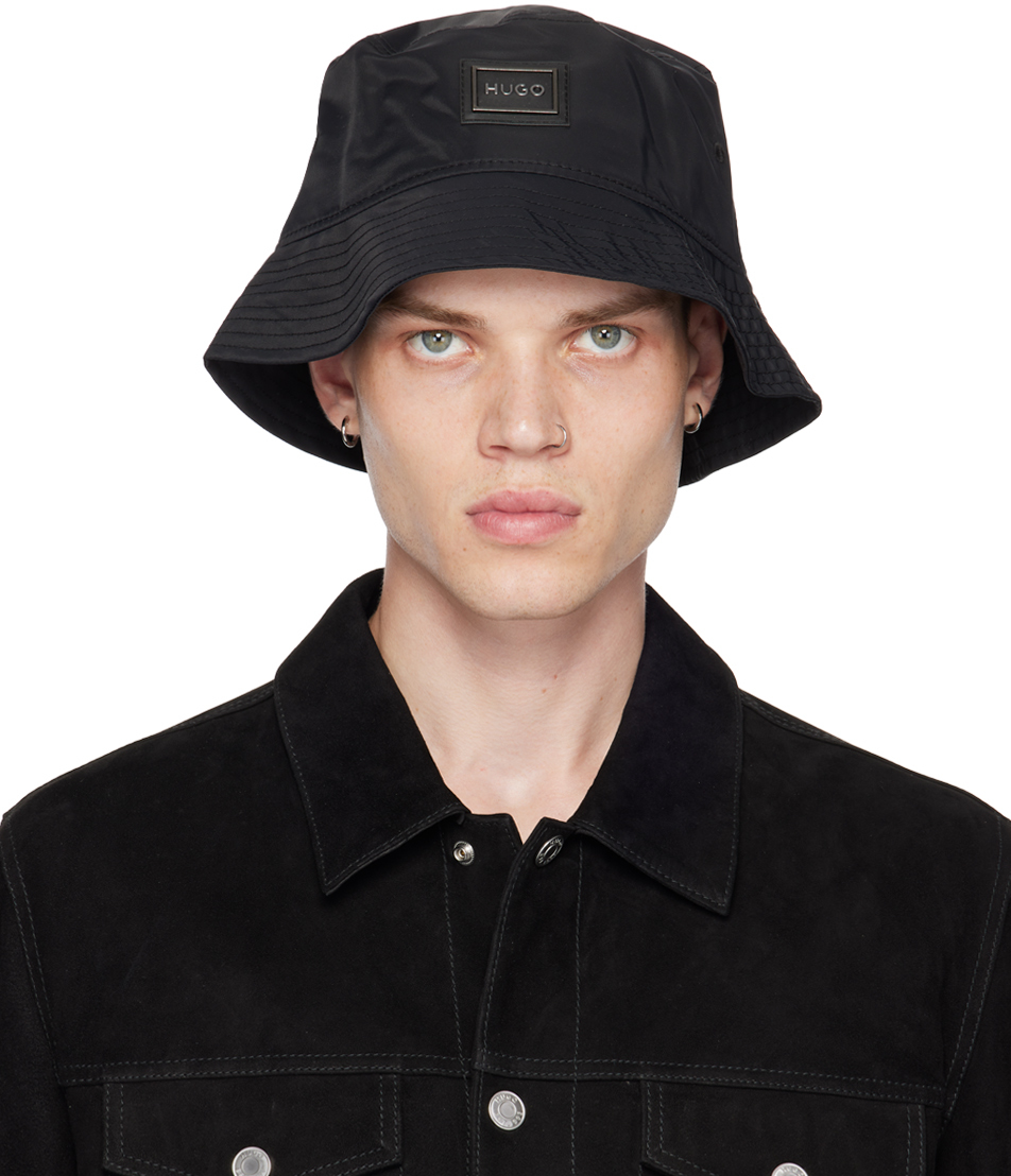 Hugo Black Framed Logo Bucket Hat