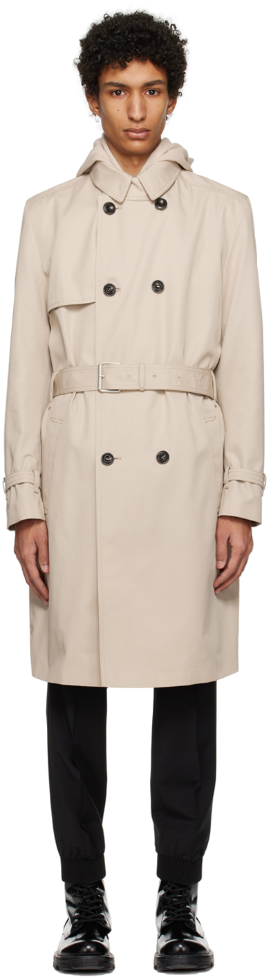 Hugo Beige Double-Breasted Trench Coat
