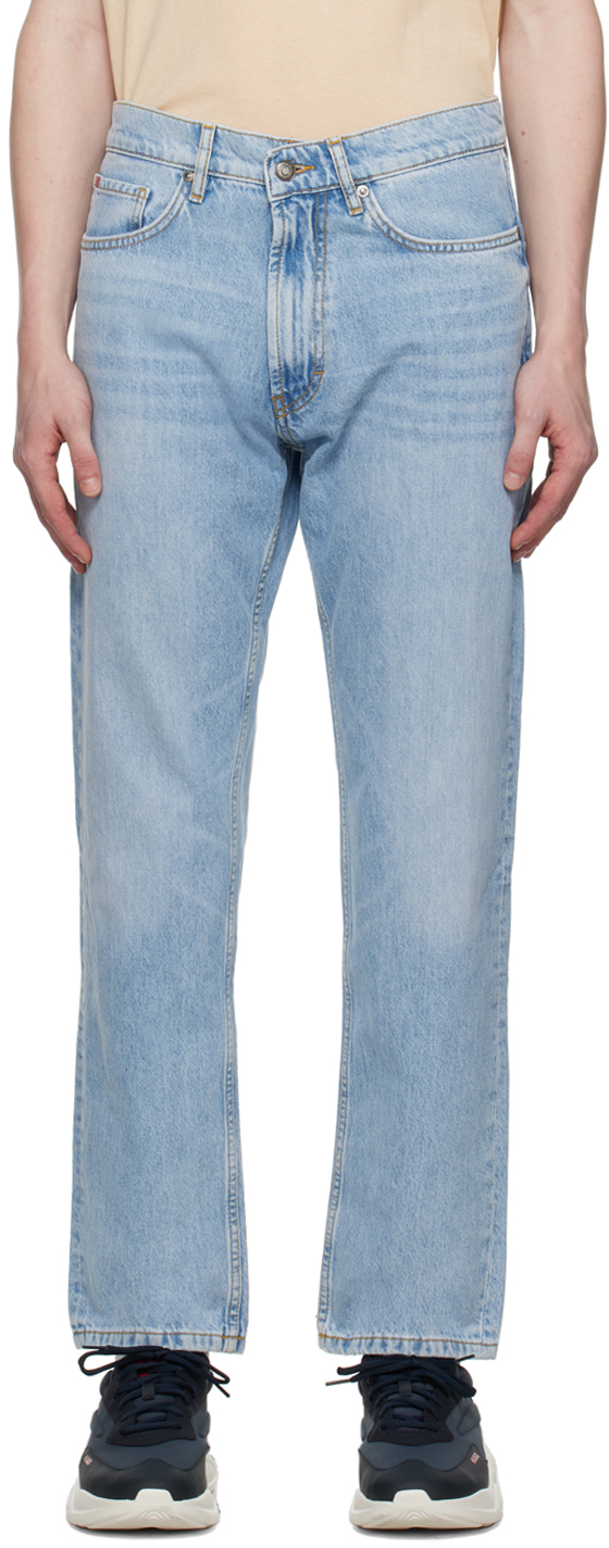 Shop Hugo Blue Regular-fit Jeans In Turquoise/aqua 443