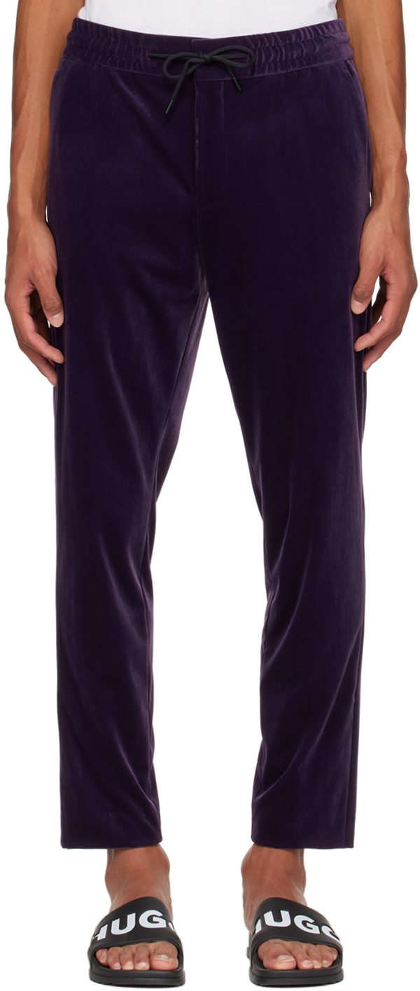 Hugo Purple Slim-fit Trousers In Dark Purple 509