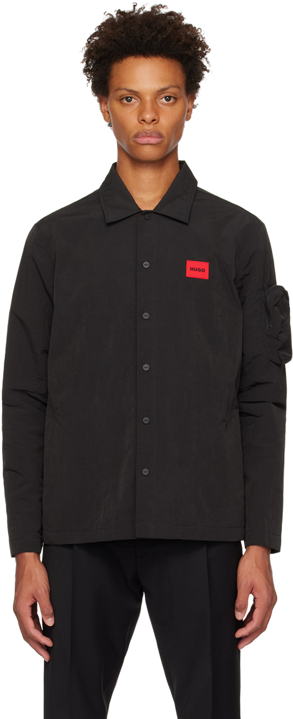 Hugo Black Crinkled Shirt In Black 001