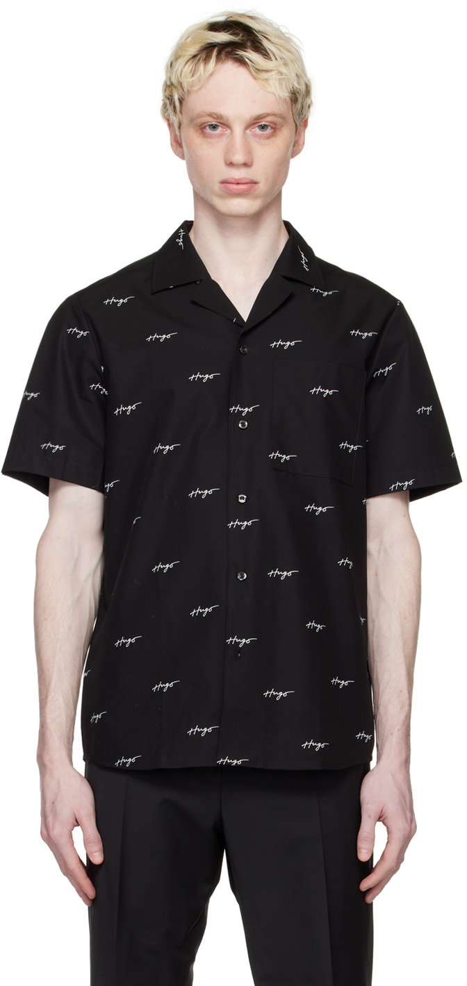 Hugo: Black Printed Shirt | SSENSE UK