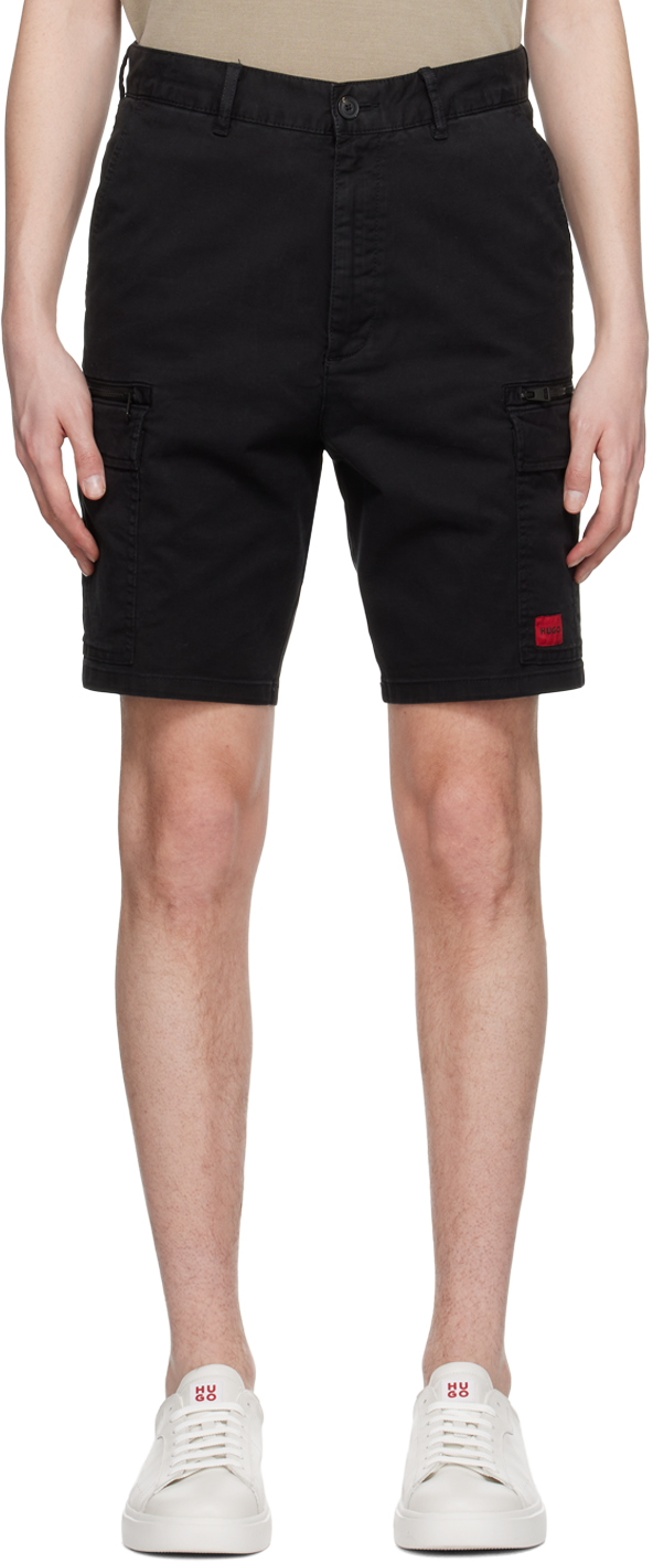 Hugo Black Patch Cargo Shorts