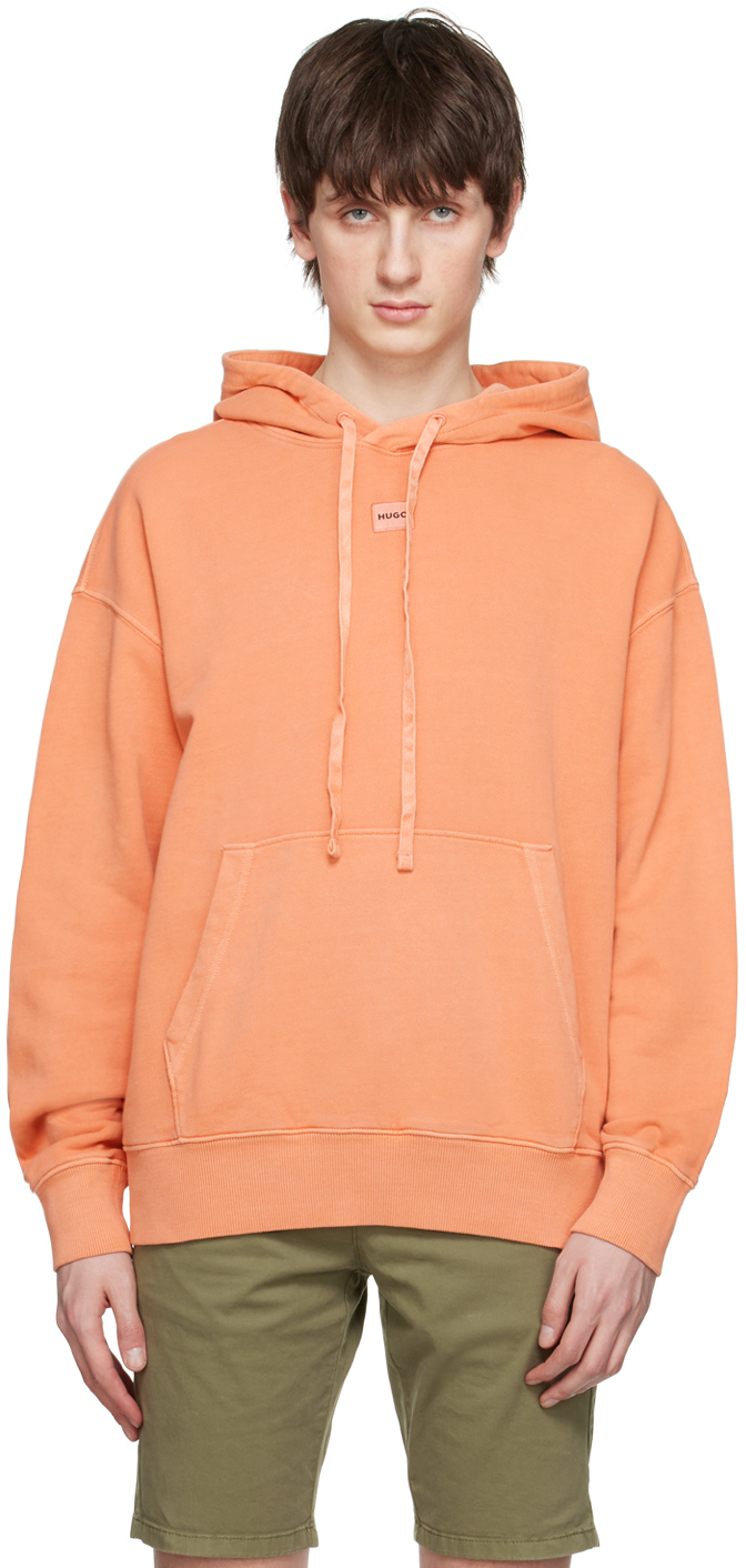 Shop Hugo Orange Relaxed-fit Hoodie In Open Orange 899