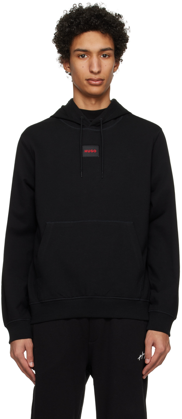 Hugo Black Patch Hoodie SSENSE