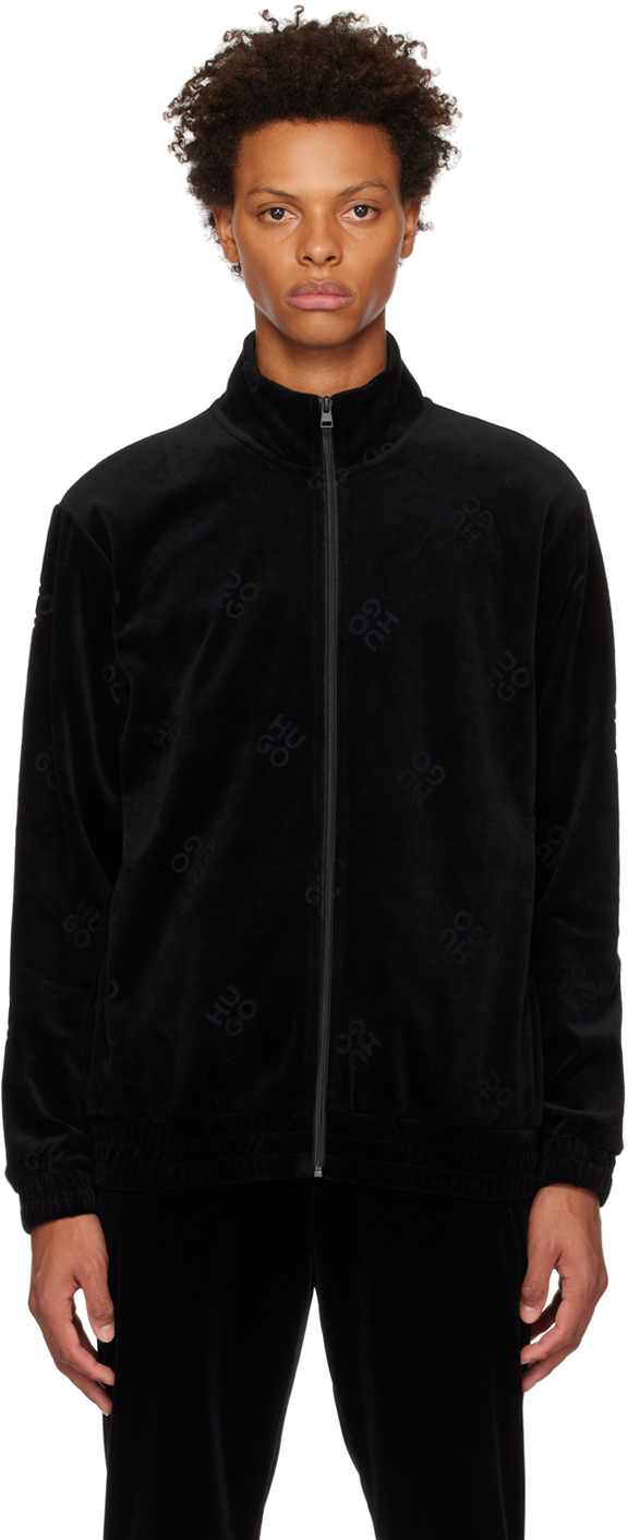 Hugo Black Relaxed-fit Sweatshirt In Black 001