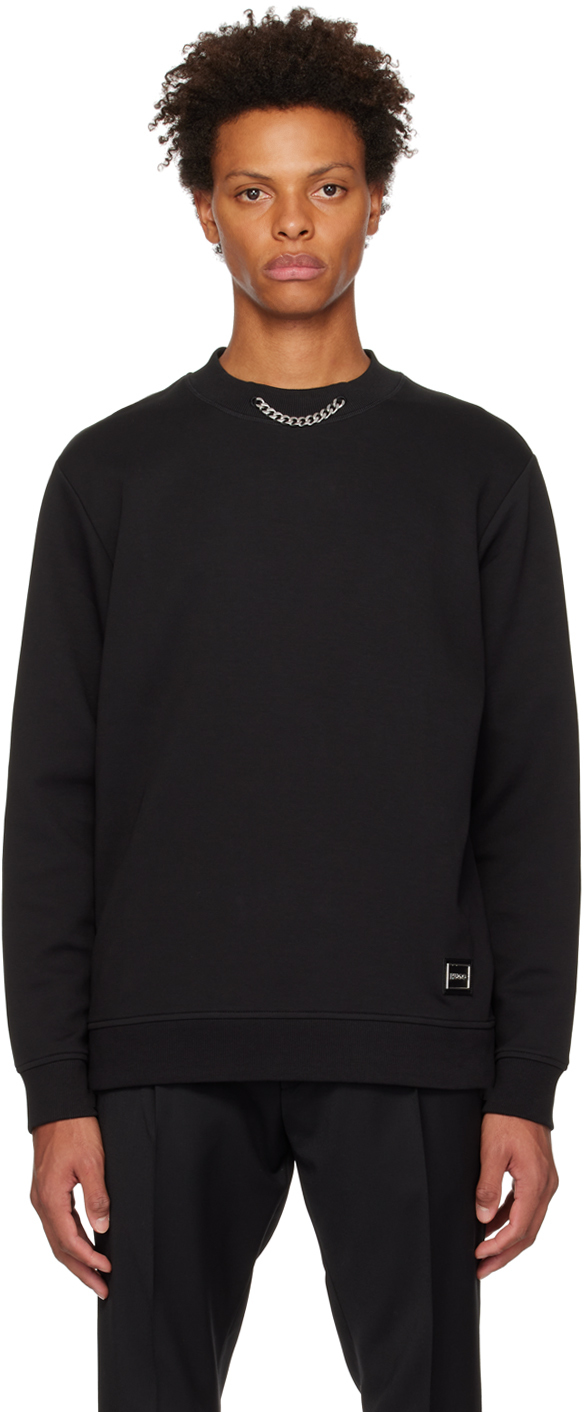 Hugo: Black Curb Chain Sweatshirt | SSENSE UK