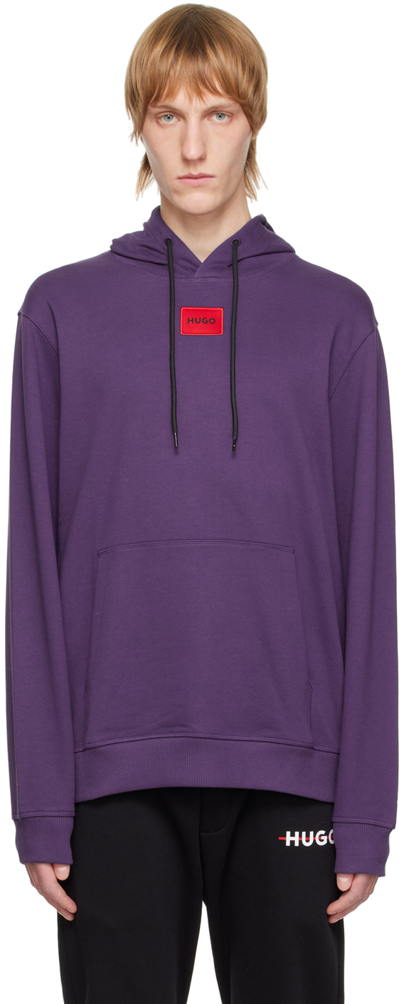 Hugo Purple Patch Hoodie In Dark Purple 509