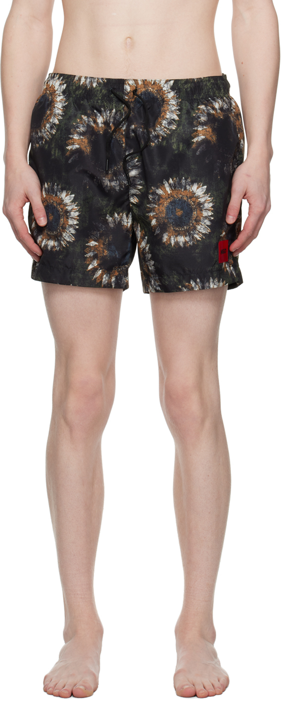 Hugo: Black Printed Swim Shorts | SSENSE