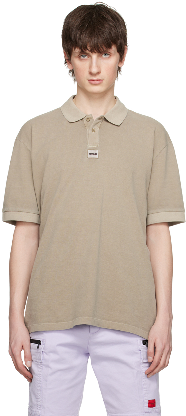 Hugo Brown Patch Polo In Open Brown 249