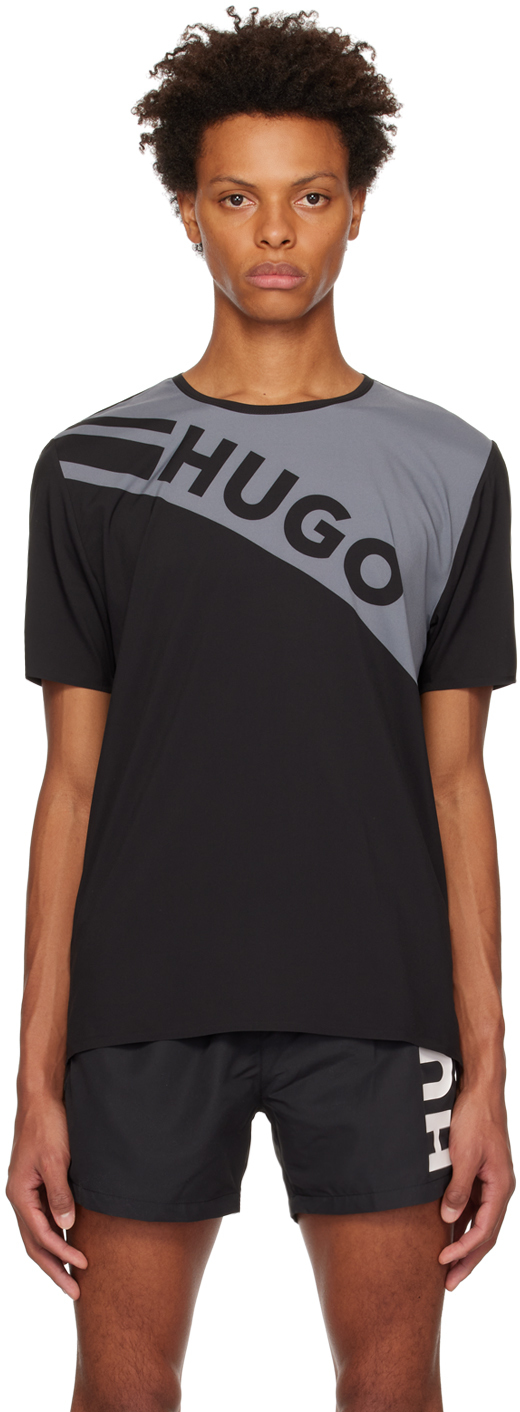 Hugo Black Printed T-shirt In Black 001