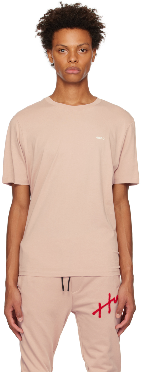Hugo Pink Bonded T-shirt In Light/pastel Pink 68