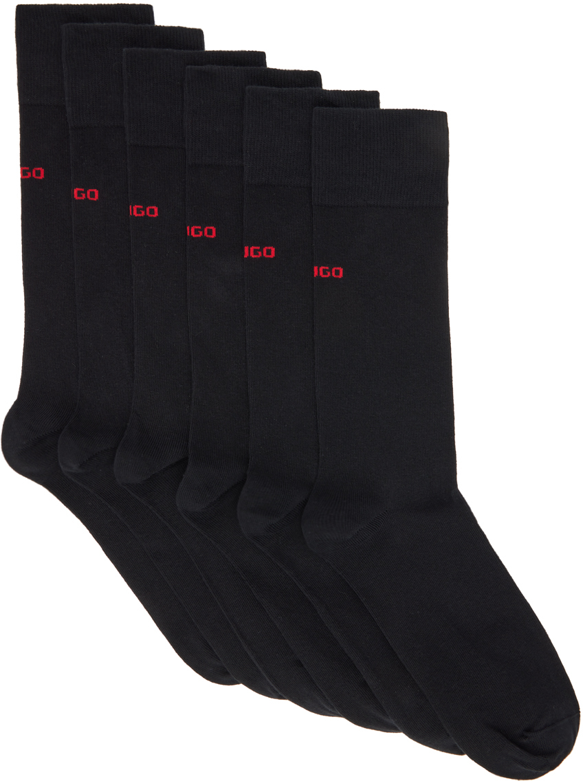 Hugo ThreePack Black Socks SSENSE