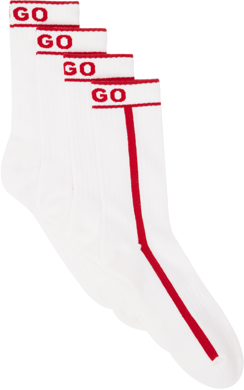 Hugo Two-Pack White & Red Socks