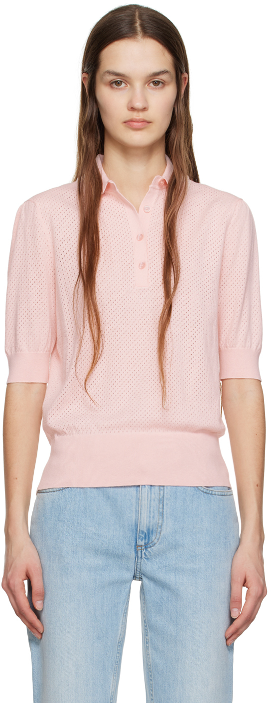 BOSS: Pink Buttoned Polo | SSENSE