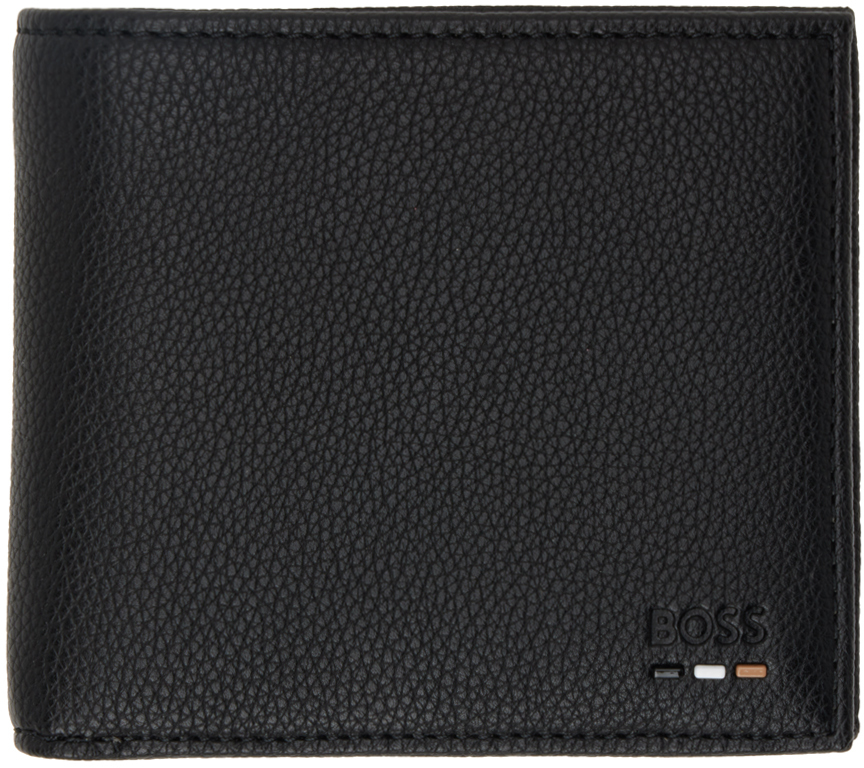 Hugo Boss Black Embossed Faux-leather Wallet In 001 Black