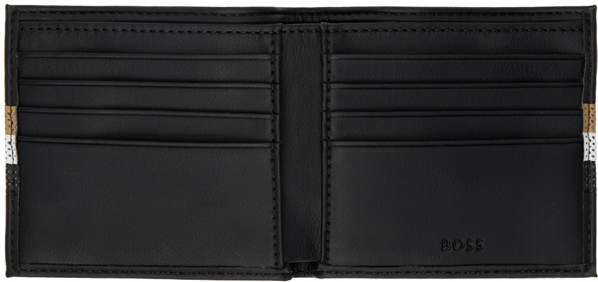 BOSS - Faux-leather wallet with perforated signature stripe