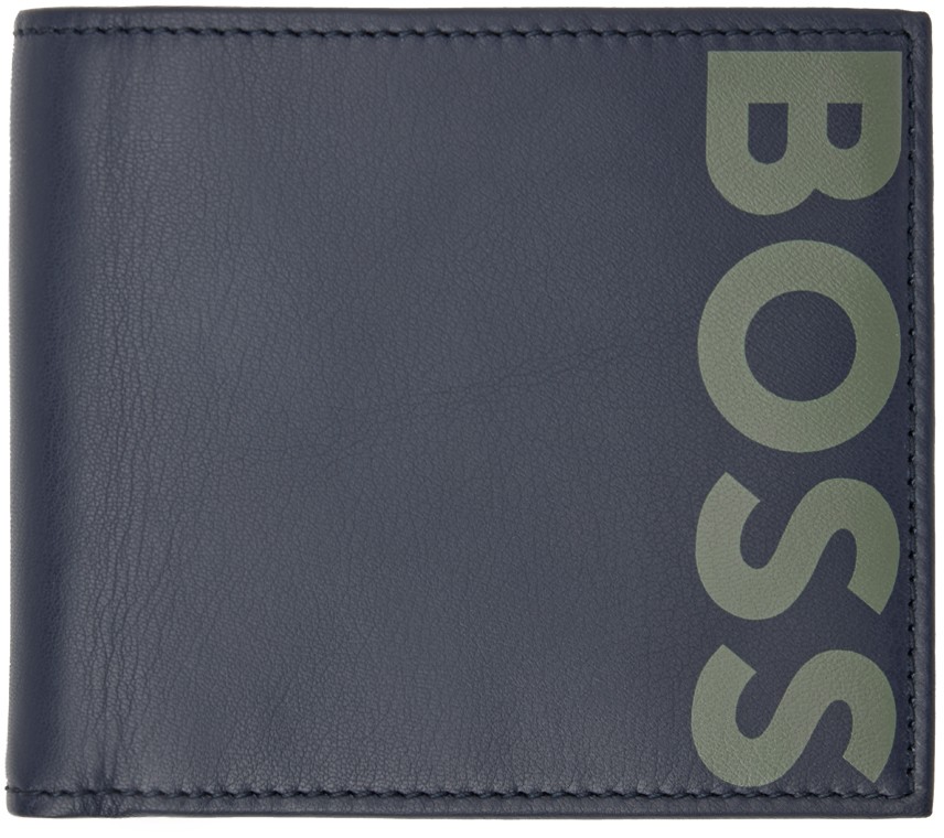 Hugo Boss Navy Printed Wallet In 418 Navy