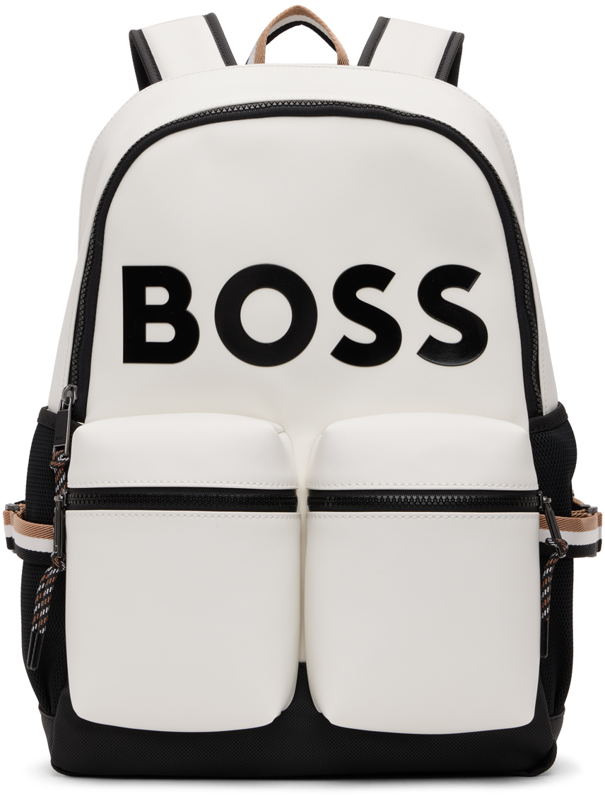 Hugo Boss White Two-tone Backpack In 100 White