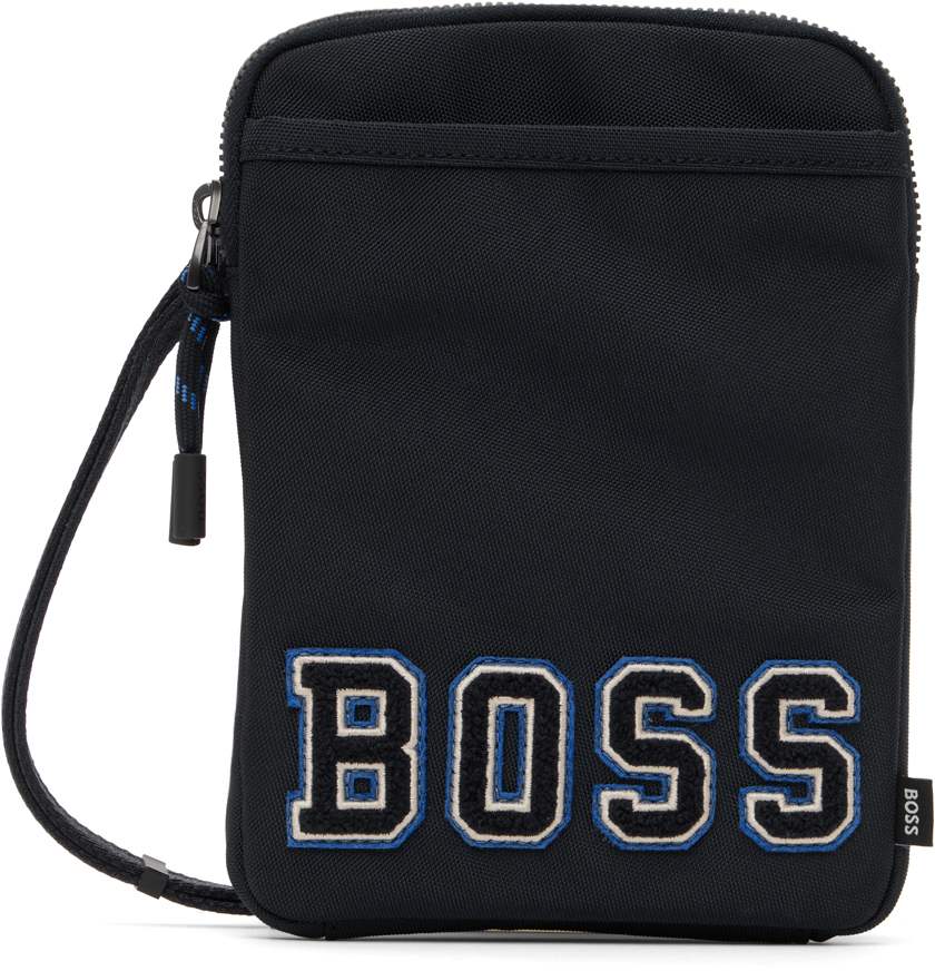 Hugo Boss Navy Logo Messenger Bag In Dark Blue 409